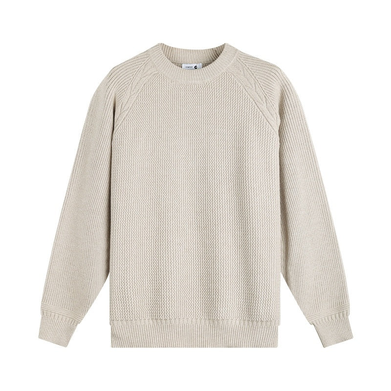 Men's Round Neck Sweater With A Light Luxury And High-end Casual Feel
