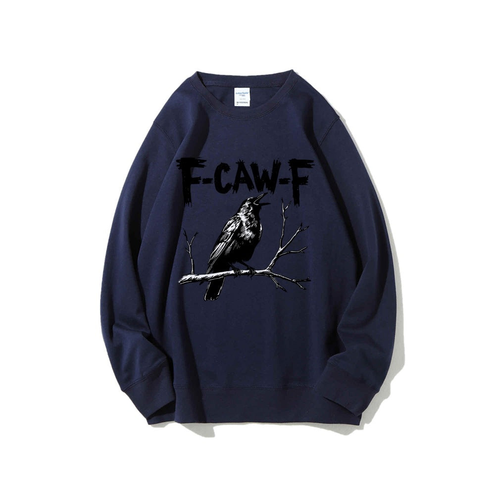 Crow Pattern Printing Autumn New Loose Daily Leisure Men's Women's Pullover