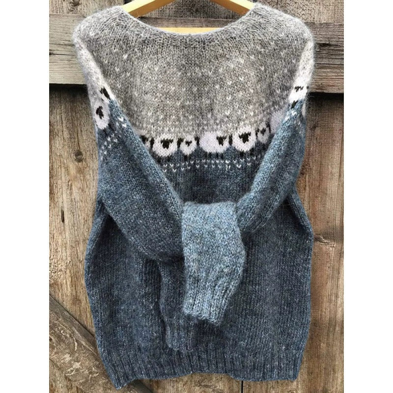 Women's Sweater Round Neck Multicolor Loose Fashion Pullover Sweater