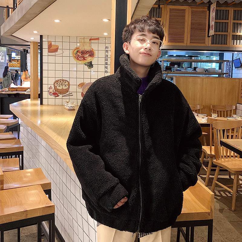 Winter lambs plush cotton coat loose coat