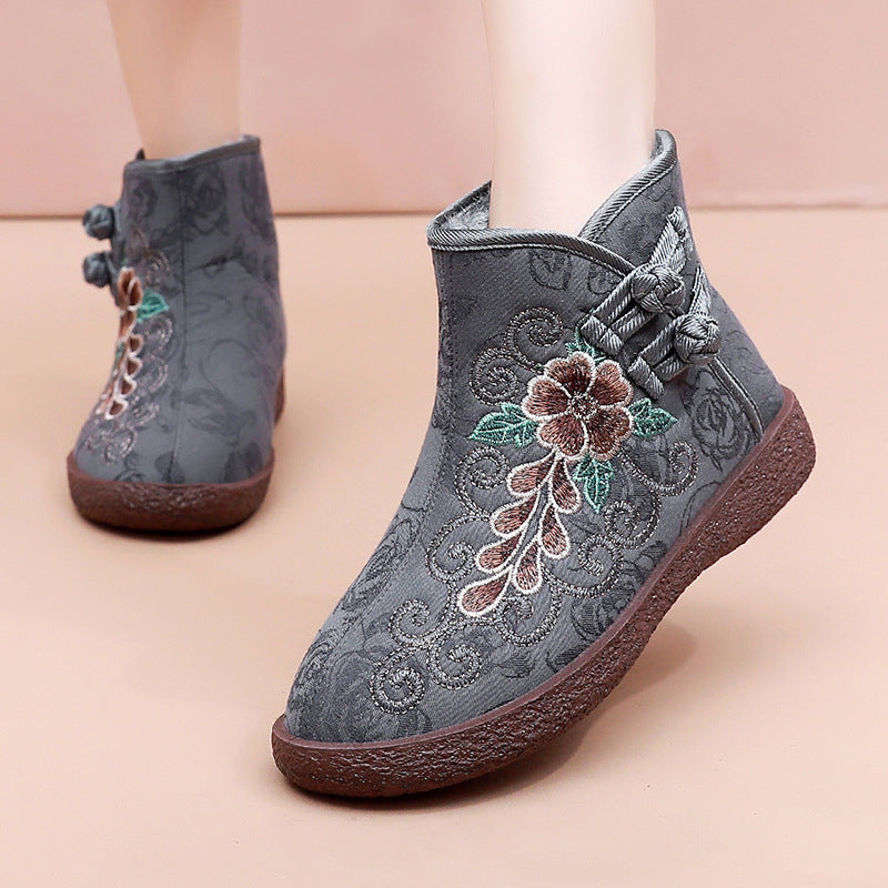 Women's Ethnic-style Cotton Boots With Fleece Lining