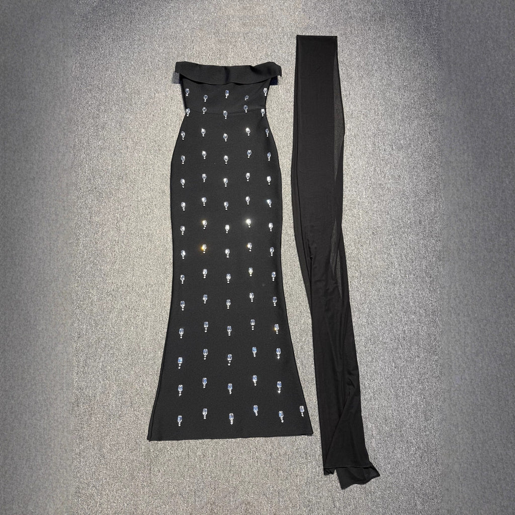 High-end Heavy Industry Banquet Order Diamond Bandage Dress