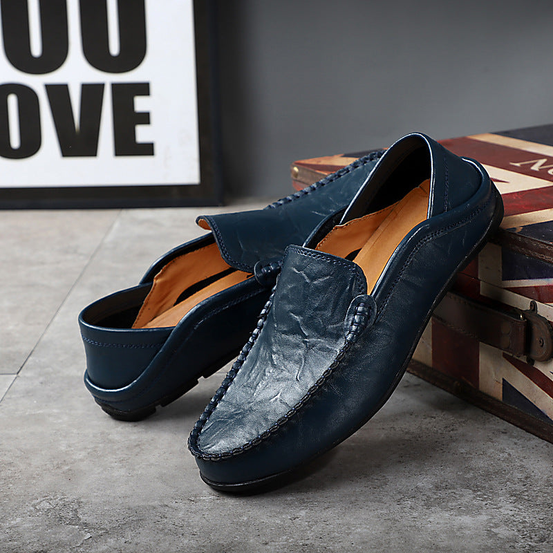 Lvkong Breathable Large Size Casual Shoes Cowhide Leather Shoes