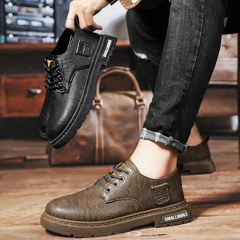 Men's Leather Boots Fashion Outdoor Leisure Low-top Work Boots