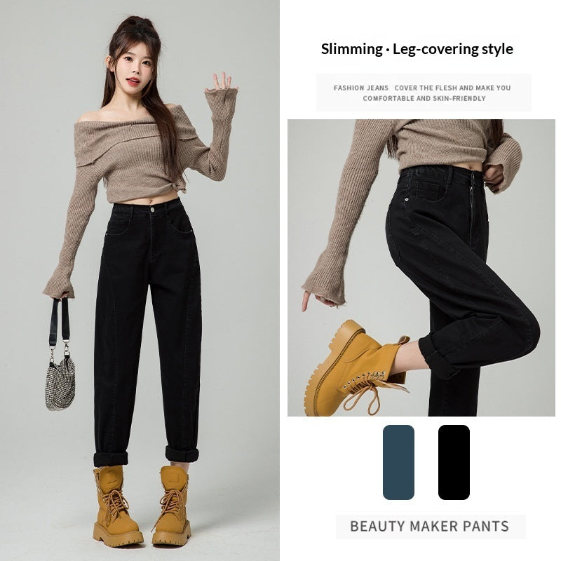 Women's Pants Seasonal Spring High-waisted Straight Loose