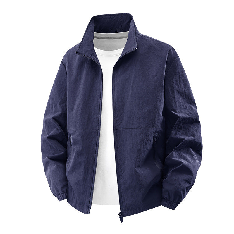 Outdoor Sports Plus Size Men's Casual Jacket Coat Solid Color Stand Collar