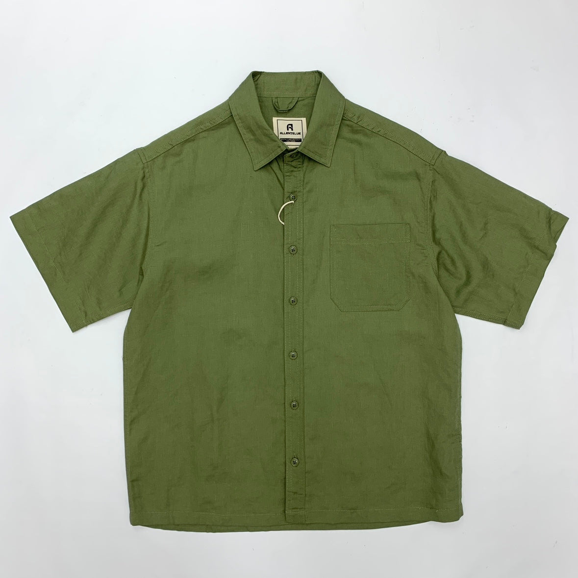 Flat Hem Cotton And Linen Short-sleeved Men's  Shirt