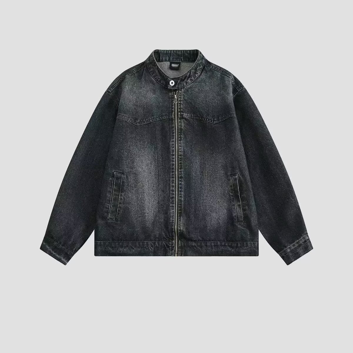 Men's Washed Vintage Denim Jacket For Spring And Autumn