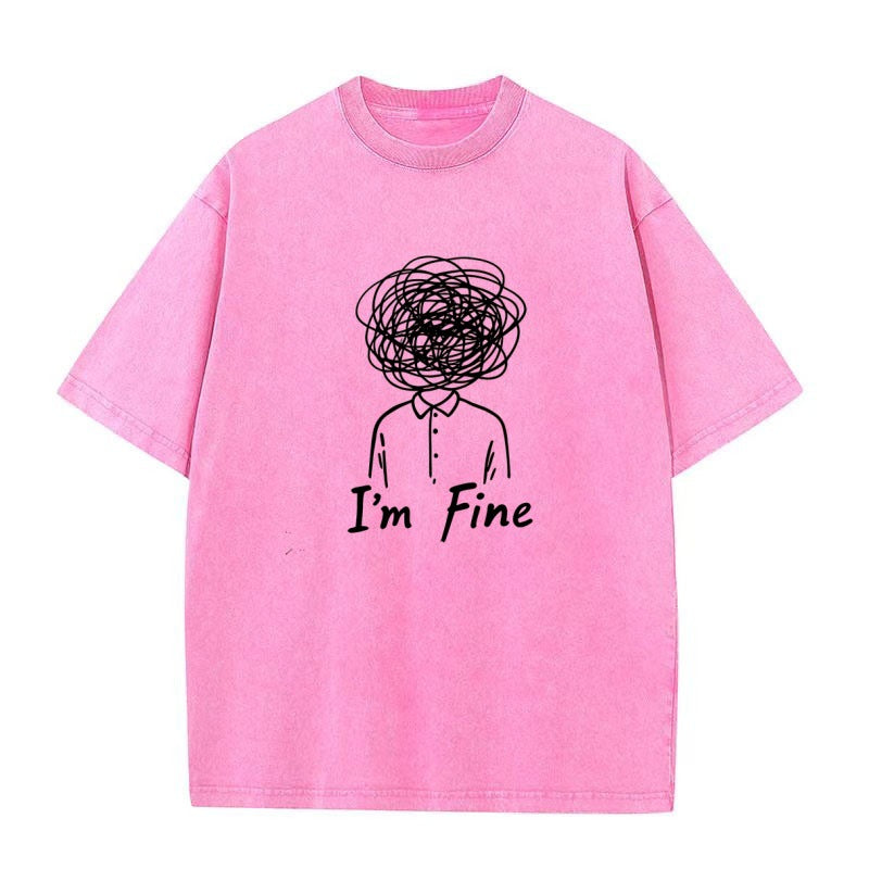 Pure Cotton Retro Washed Sports Shopping Home Leisure Short Sleeve