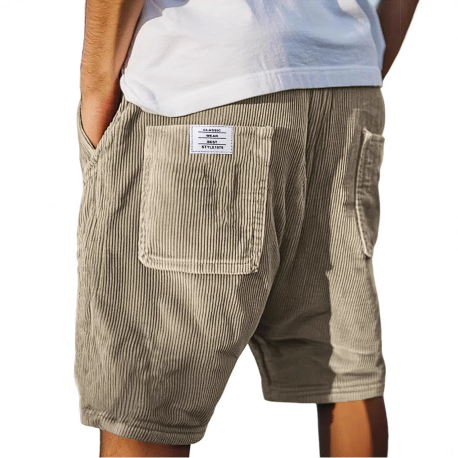 Men's Multi-pocket Embroidery Mark Corduroy Shorts