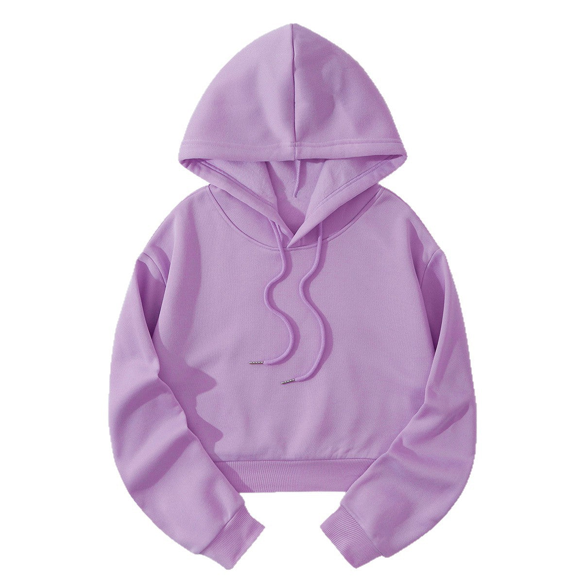 Autumn And Winter Fleece-lined Casual Short Cropped Hooded Sweatshirt