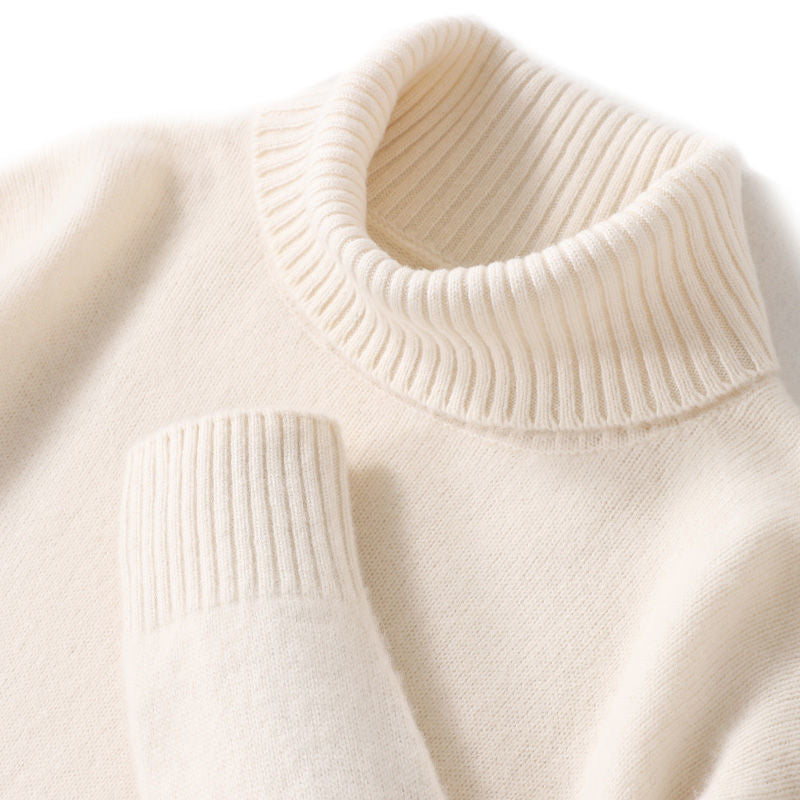 High-neck Men's Pure Wool Sweater For Autumn And Winter, Thick And Loose Knit