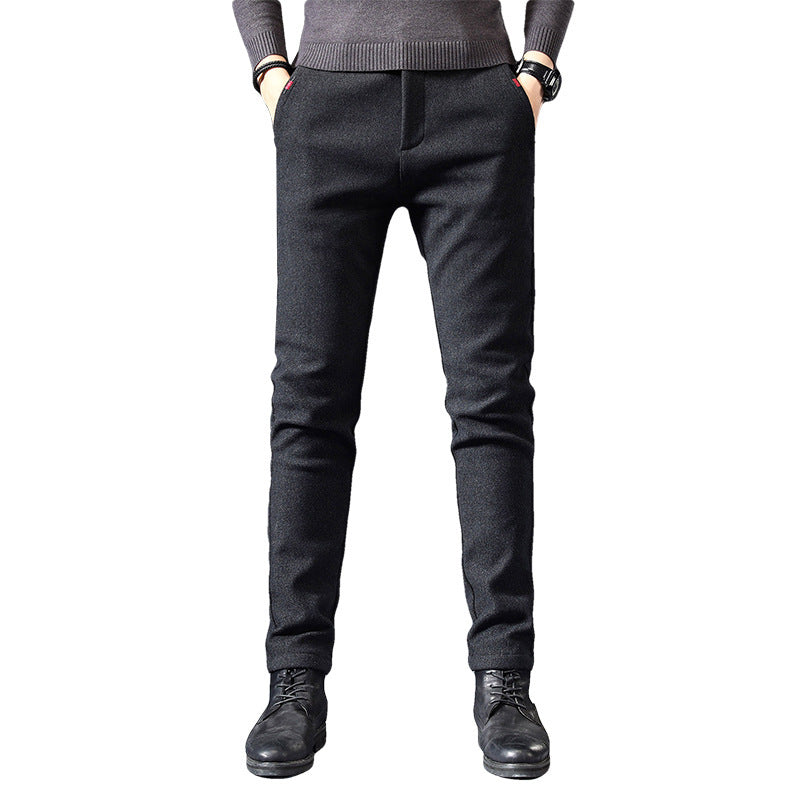 Fleece Lined Sanded Slim-fit Stretch Casual Pants