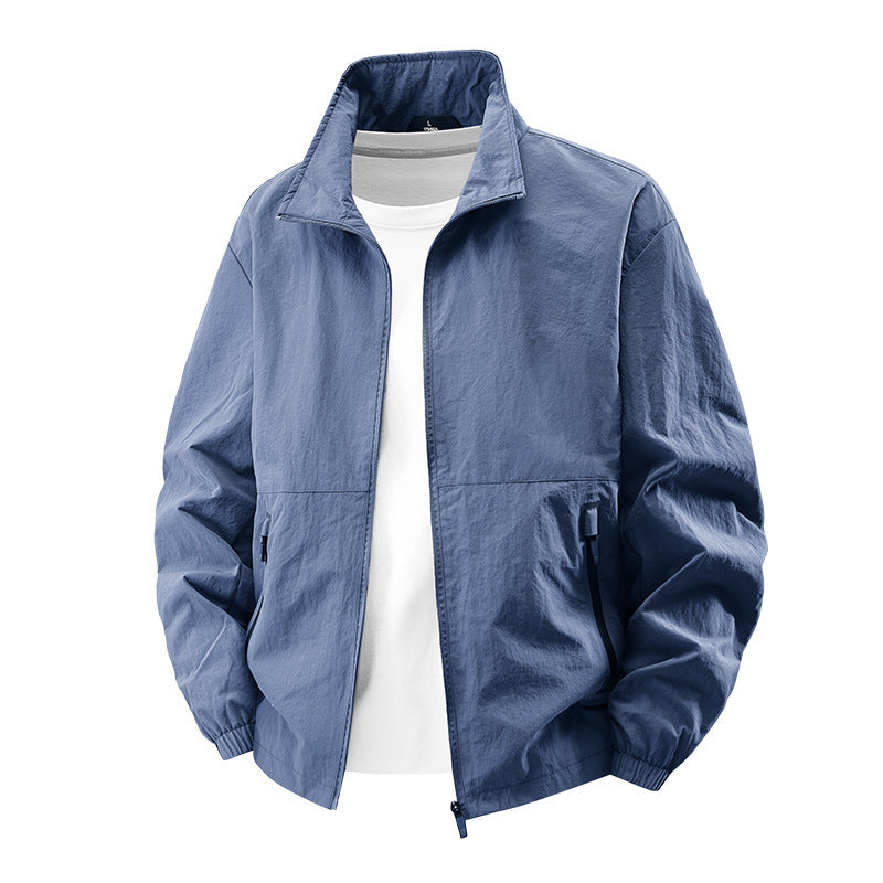 Outdoor Sports Plus Size Men's Casual Jacket Coat Solid Color Stand Collar