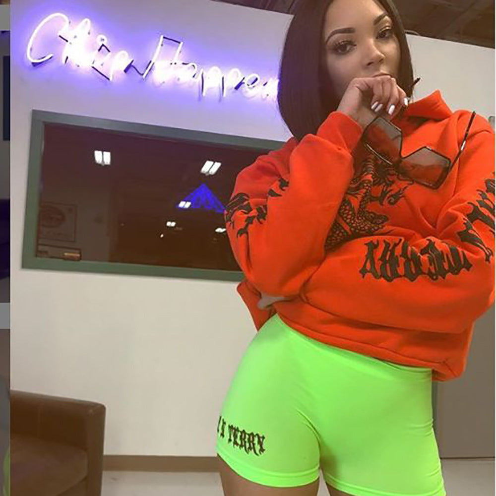 Fluorescent print hoodie