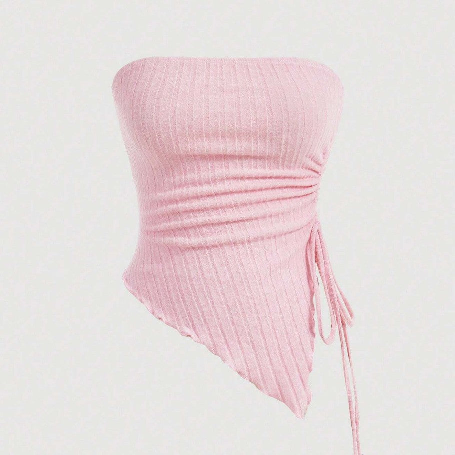 Women's Solid Color Tie-wrapped Bustier Top