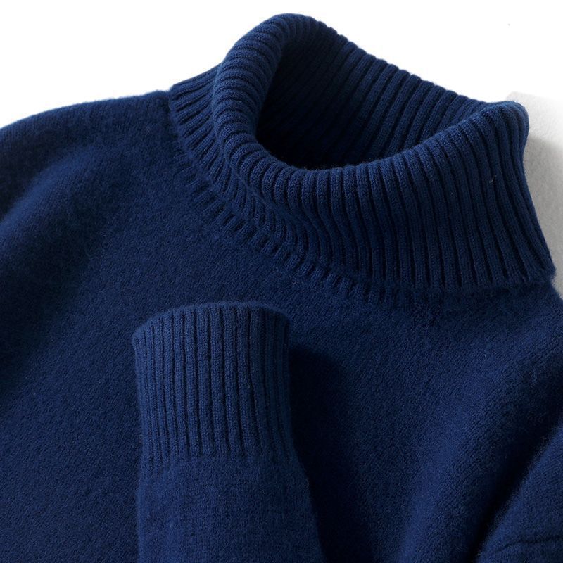 High-neck Men's Pure Wool Sweater For Autumn And Winter, Thick And Loose Knit