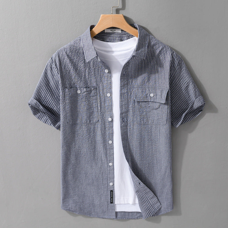 Men's Short Sleeve Casual Trend Cotton Shirt All-matching