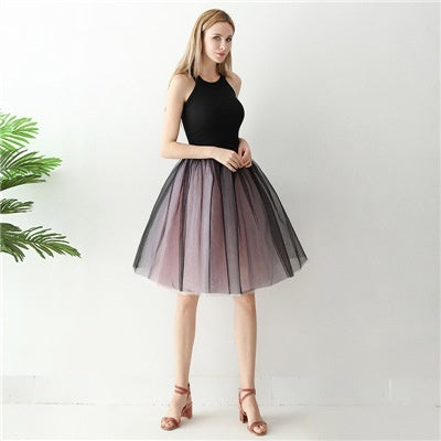 Women's Simple And Versatile Two-tone Pleated Dress