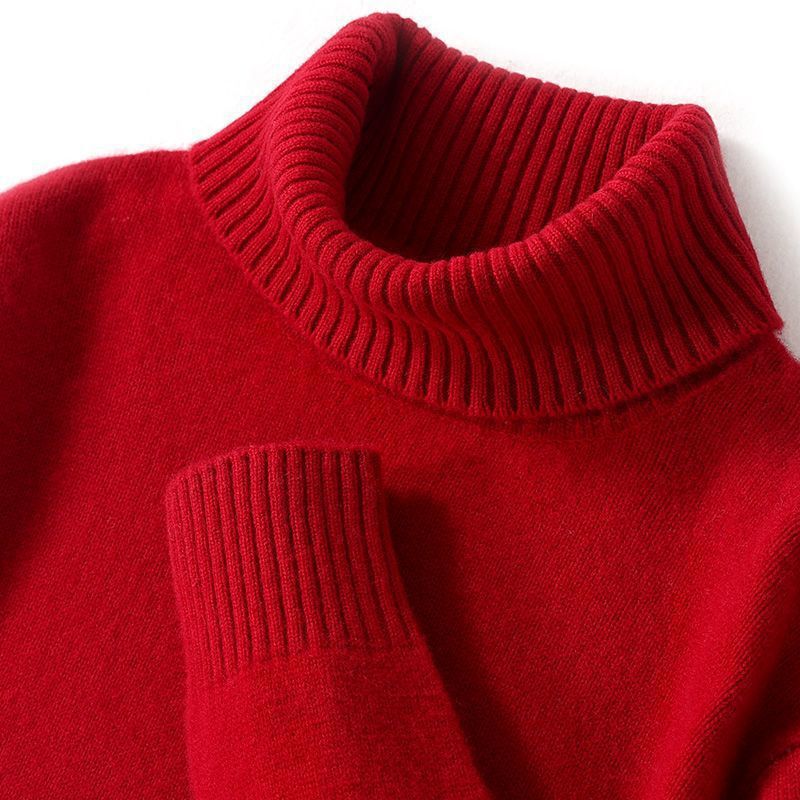 High-neck Men's Pure Wool Sweater For Autumn And Winter, Thick And Loose Knit