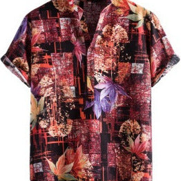 Men's Summer Loose V-neck Short-sleeved Shirt