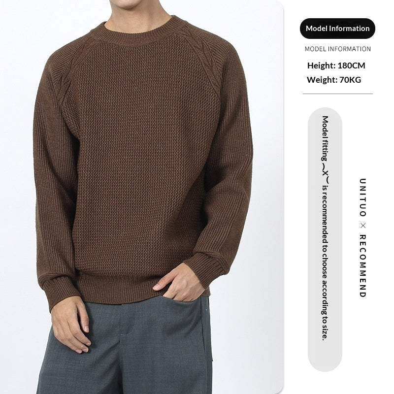 Men's Round Neck Sweater With A Light Luxury And High-end Casual Feel