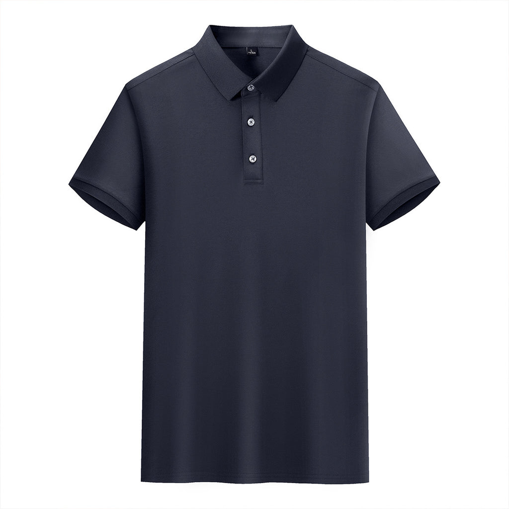 Pure Color Cotton Lapel Short-sleeved T-shirt High-end Work Clothes