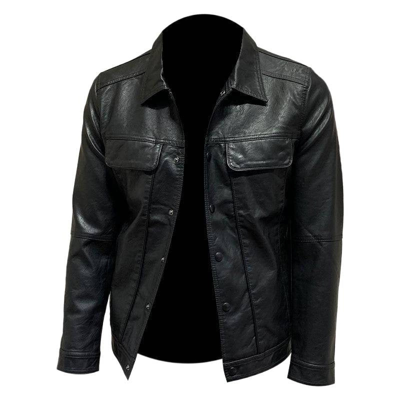 Male Simplicity Short Casual Biker's Leather Jacket