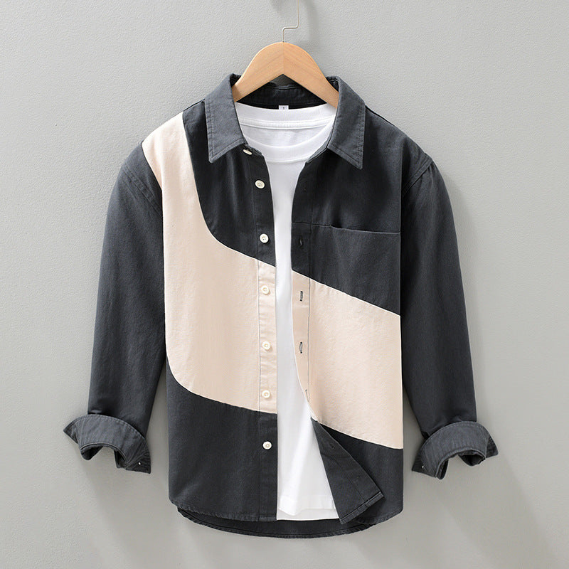 Stitching Long-sleeved Shirt Men's Shirt