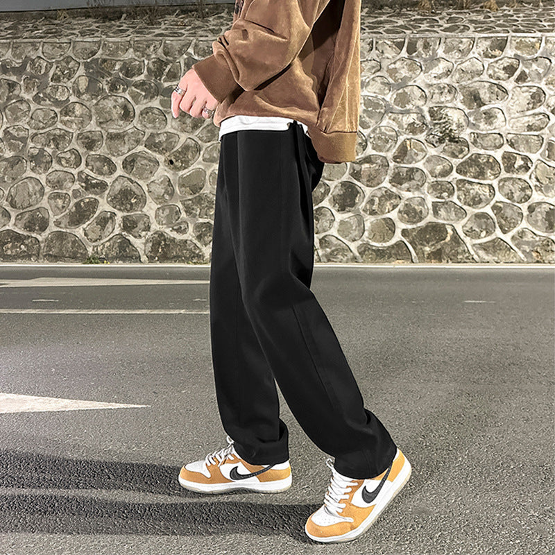 Smoke Gray Men's Loose Wide-leg Straight Jeans