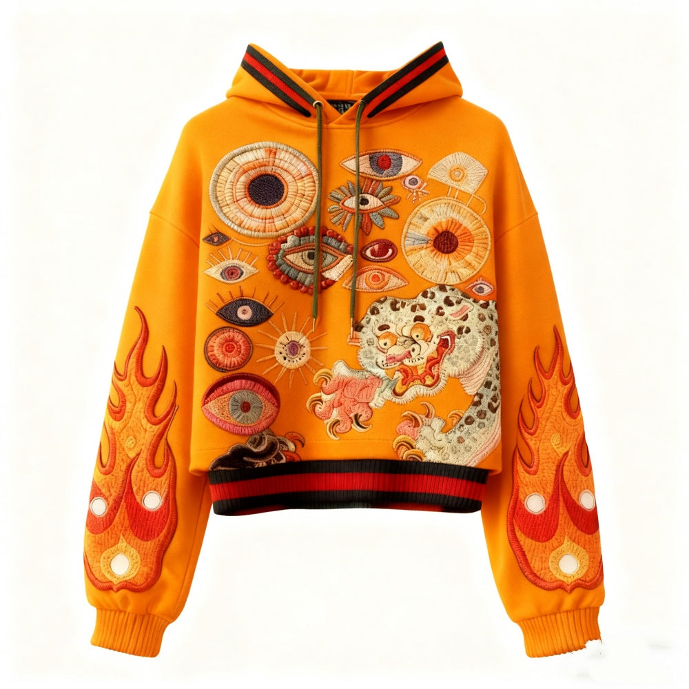 Printed Hoodie Abstract Pattern Hooded Couple Outfit