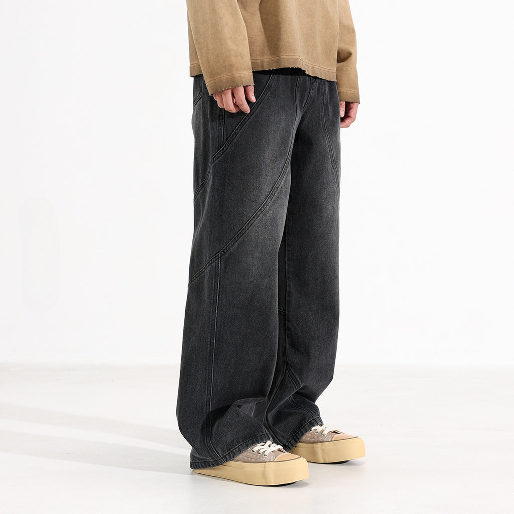 Trendy Washed Old Straight-leg Wide-leg Pants
