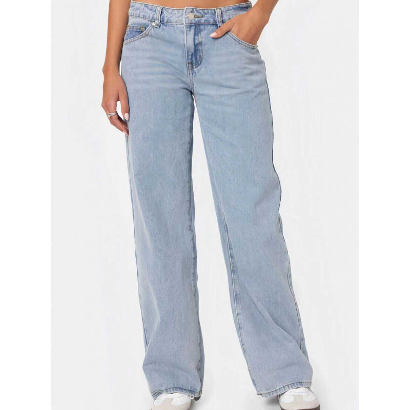 Women's High Waist Wide Leg Mopping Jeans