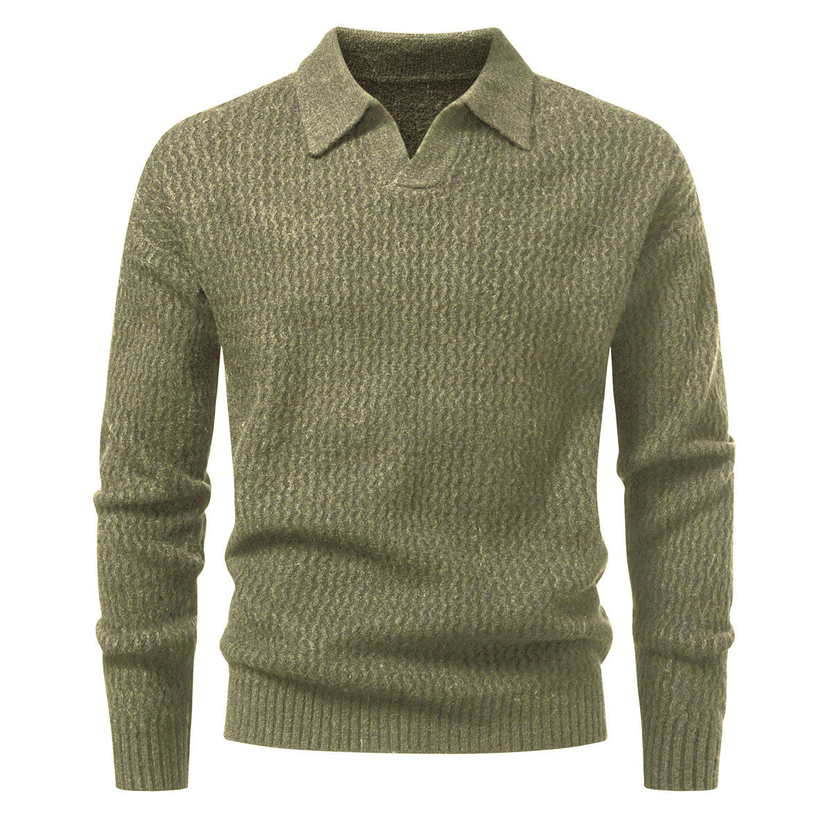 Men's Solid Color Turtleneck Sweater Cable Knit Long Sleeve Top