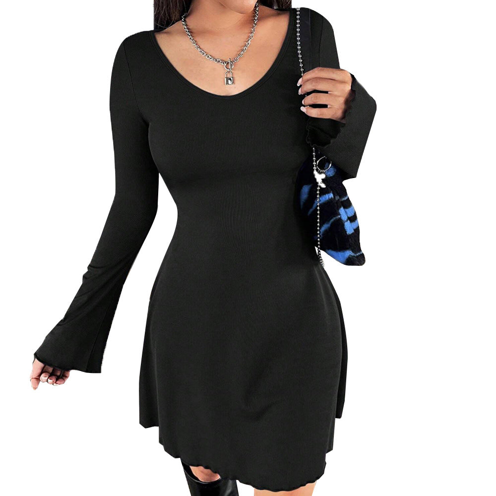 Women's Solid Color Simple U-neck Dress