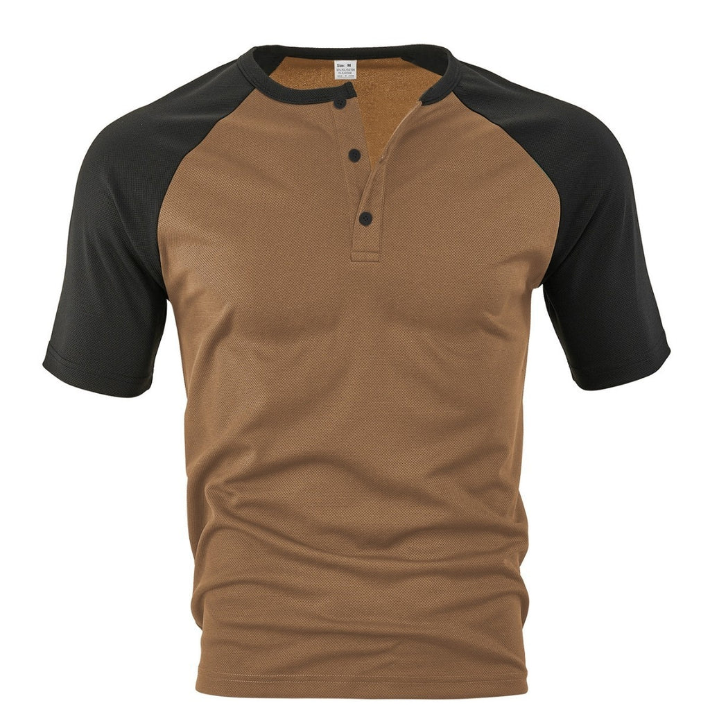 Men's Moisture-wicking Loose Color-block Short Sleeve Shirt