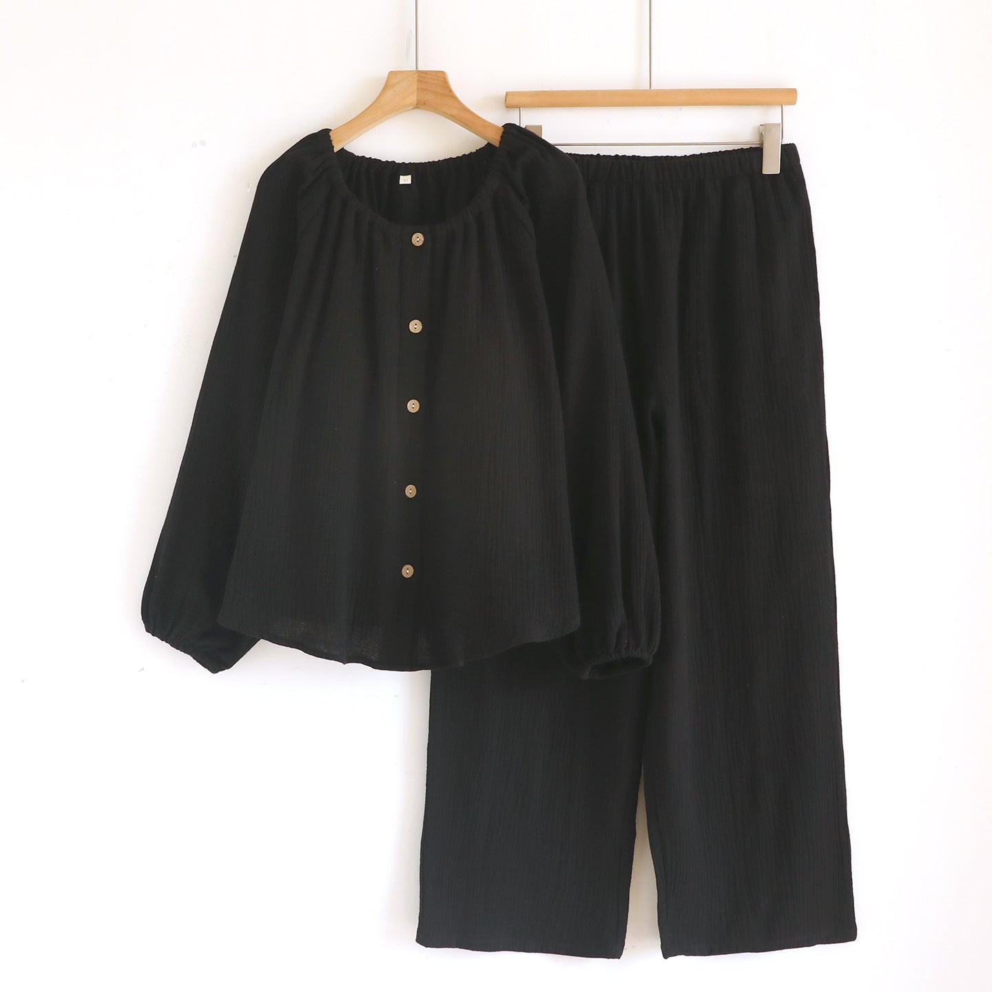 Women's Loose Long-sleeve Long Pants Casual Comfortable Simple Pajama Set