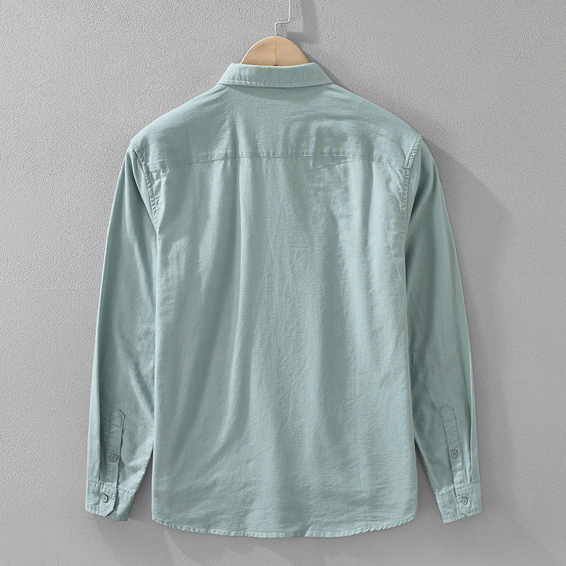 Men's Japanese Cotton Linen Long Sleeve Blouse Fashion All-matching