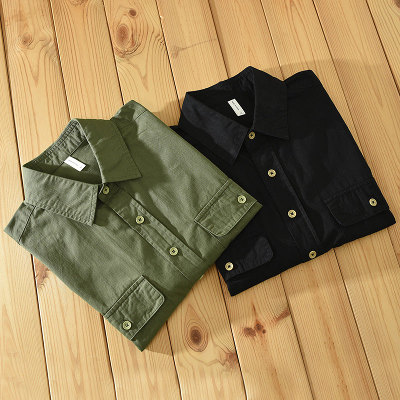 Solid Color Casual Short-sleeved Shirt