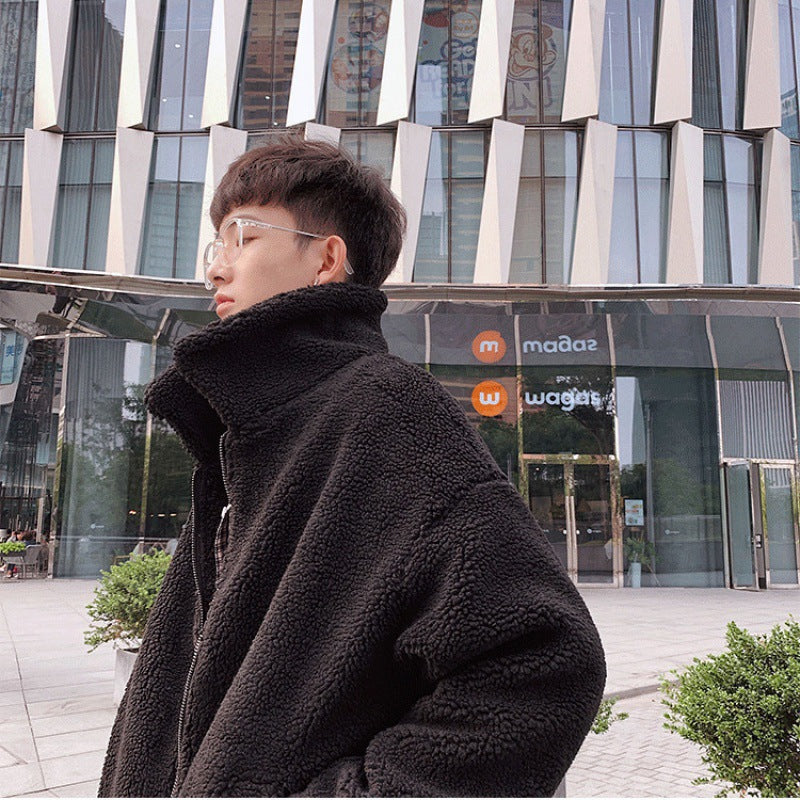 Winter lambs plush cotton coat loose coat