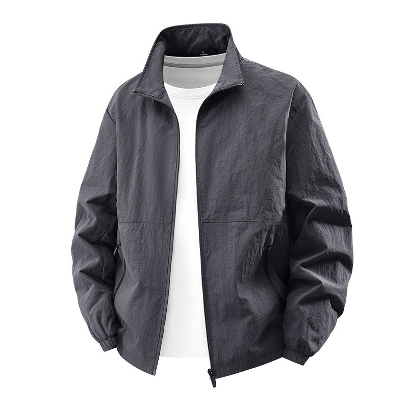 Outdoor Sports Plus Size Men's Casual Jacket Coat Solid Color Stand Collar
