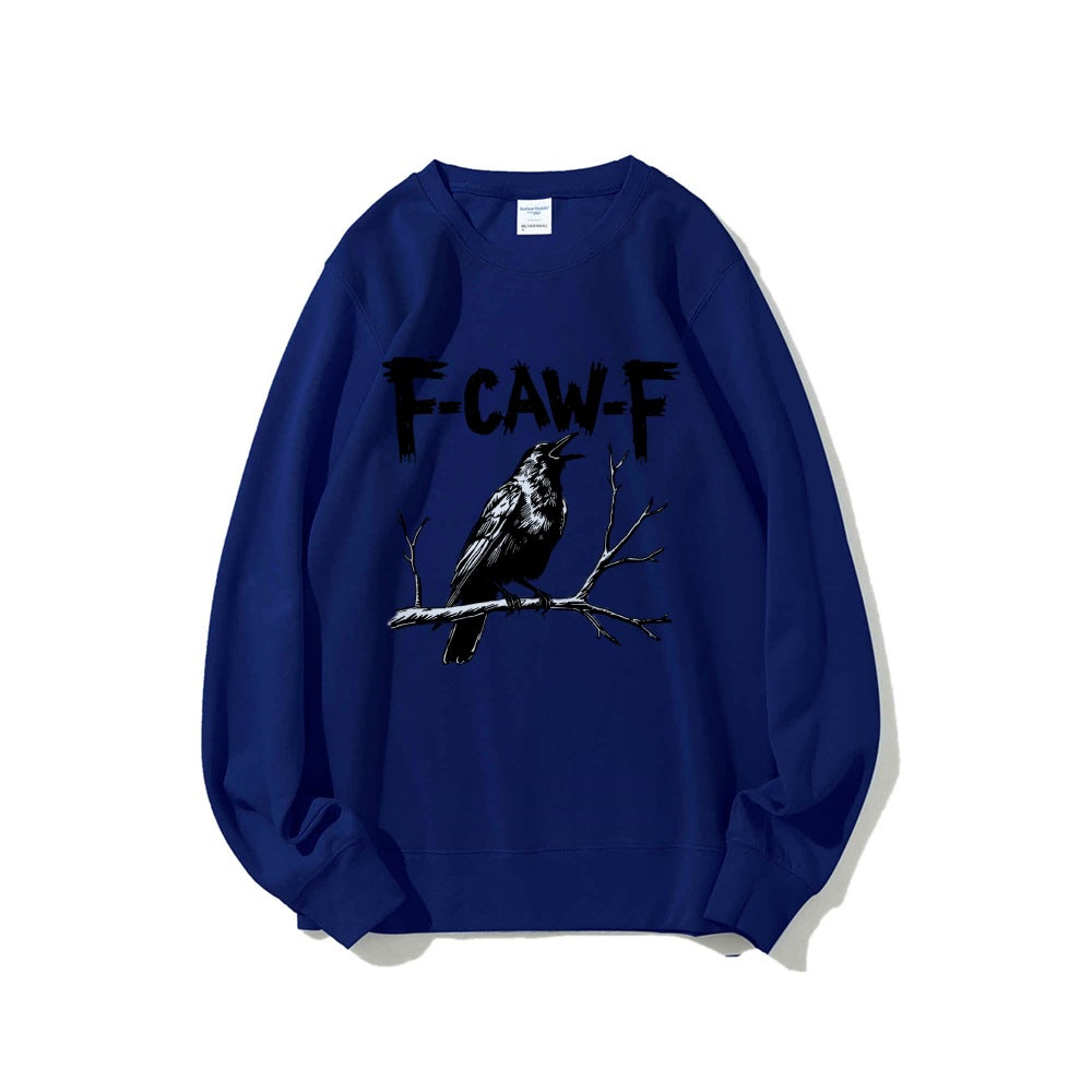 Crow Pattern Printing Autumn New Loose Daily Leisure Men's Women's Pullover