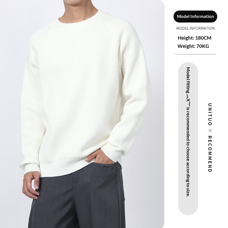 Men's Round Neck Sweater With A Light Luxury And High-end Casual Feel