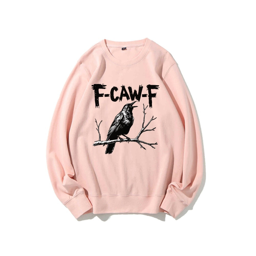 Crow Pattern Printing Autumn New Loose Daily Leisure Men's Women's Pullover