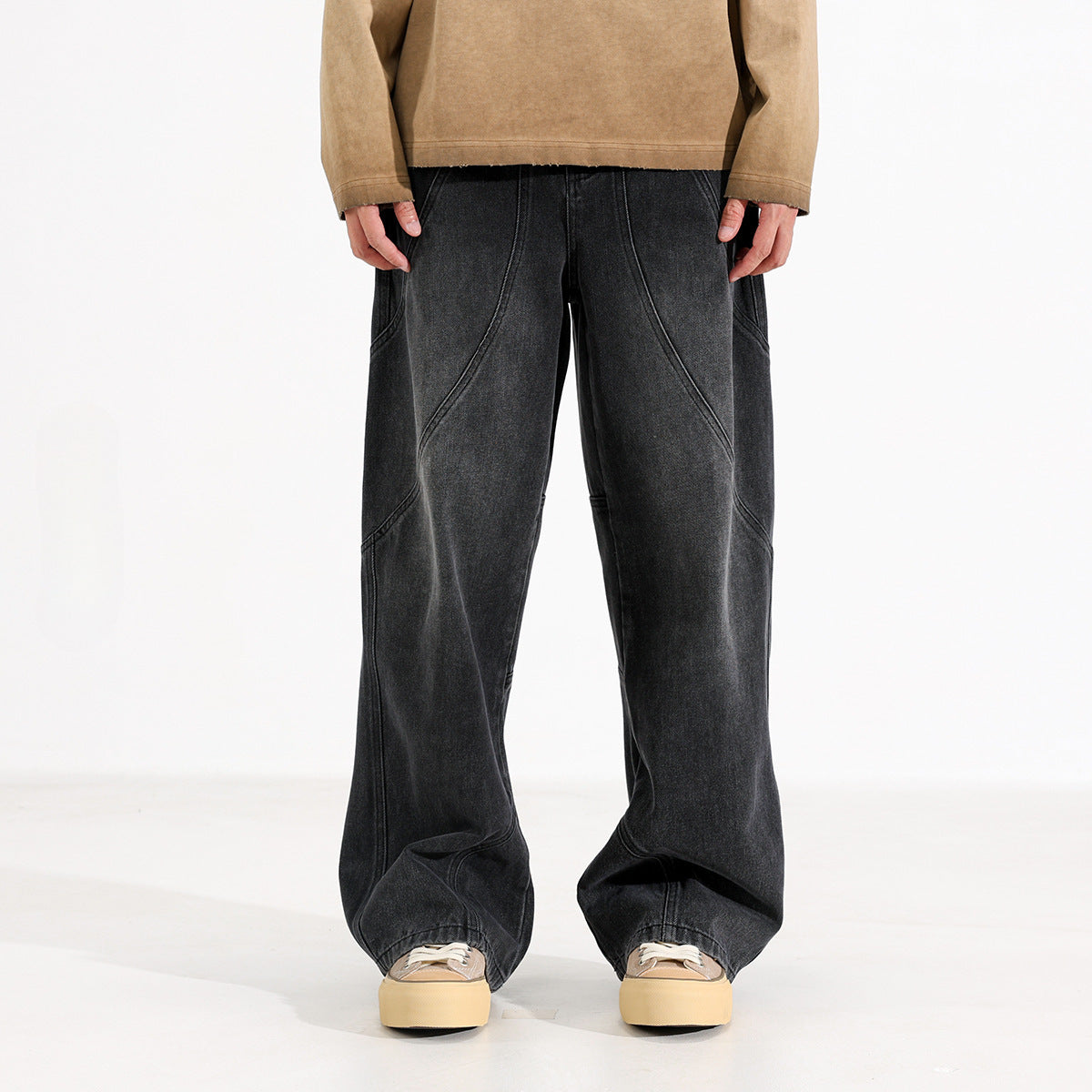 Trendy Washed Old Straight-leg Wide-leg Pants