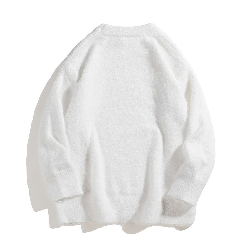 Autumn Solid Color Faux Mink Knit Sweater