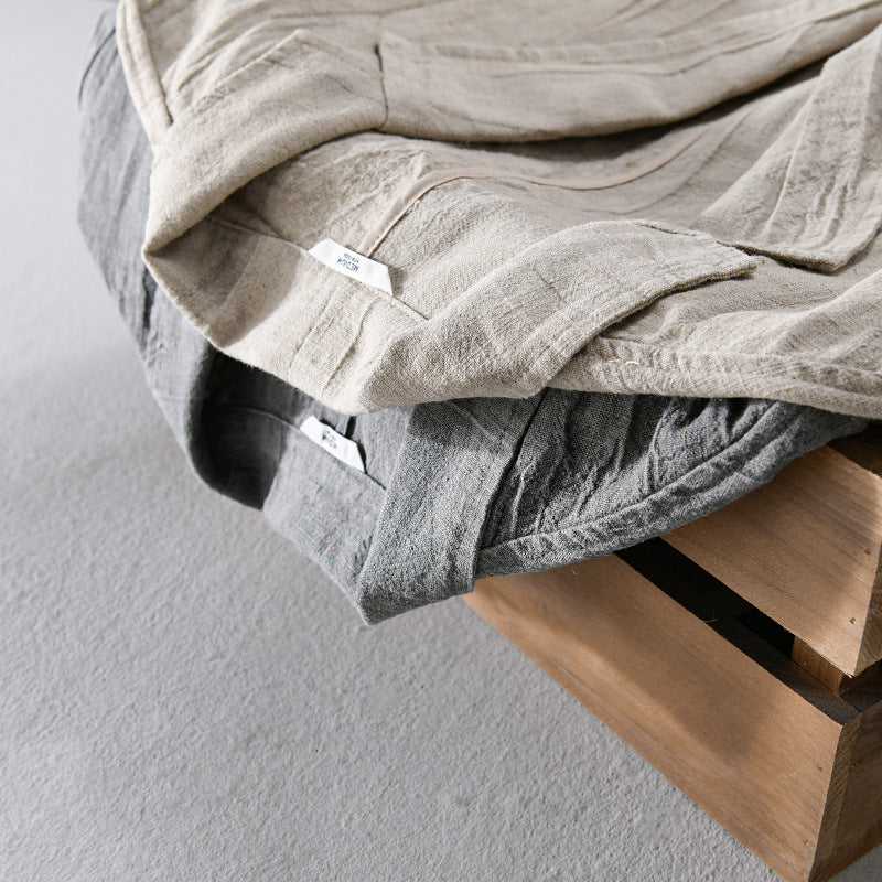 Men's Long Sleeve Linen Loose And Simple Shirt Coat