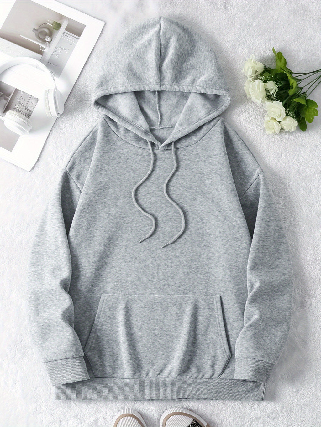Casual Knit Polyester Hoodie For Women With Insp