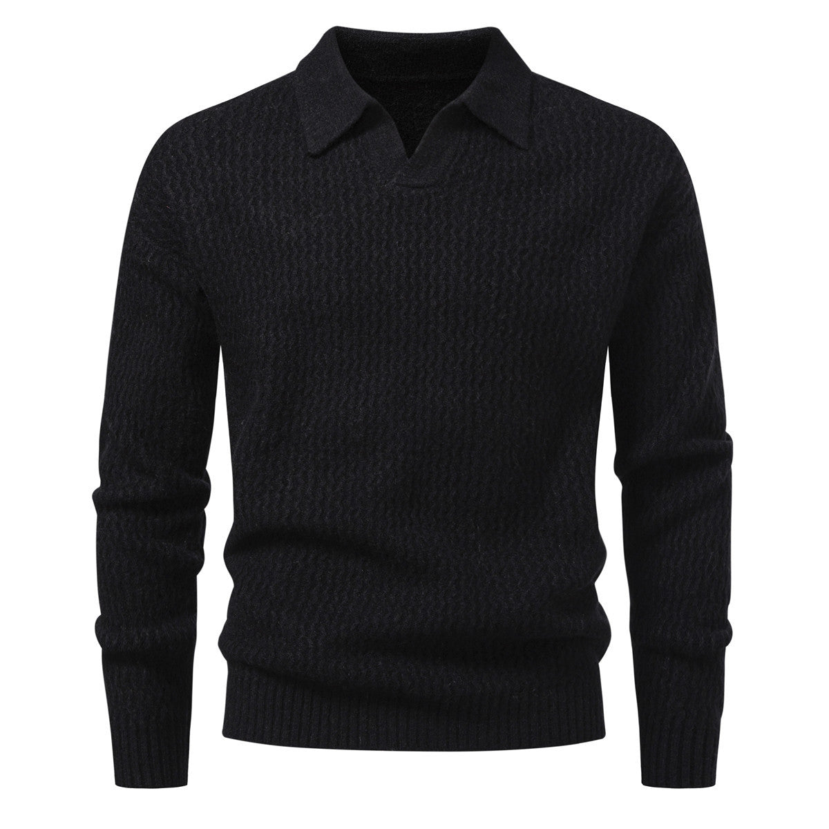 Men's Solid Color Turtleneck Sweater Cable Knit Long Sleeve Top