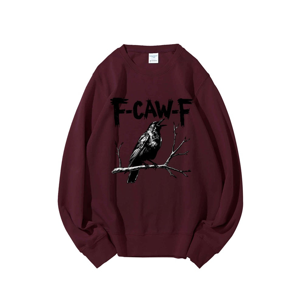 Crow Pattern Printing Autumn New Loose Daily Leisure Men's Women's Pullover